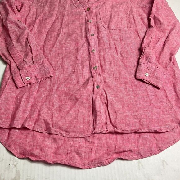 C&C California Linen Button Down Shirt Pink Long Sleeve Boyfriend Fit Top SMALL - Picture 2 of 10